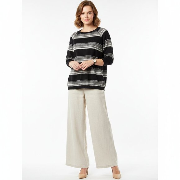 NWT $330 AUTUMN CASHMERE 100% Cashmere Black Combo Fairisle Tunic S/M GORGEOUS! - Picture 1 of 8